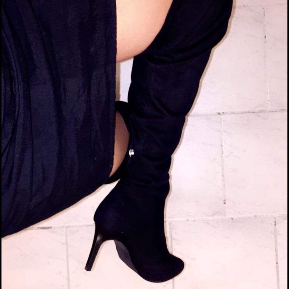 Zipper Over The Knee Stiletto Heel Slouch Boots - Picture 4 of 8